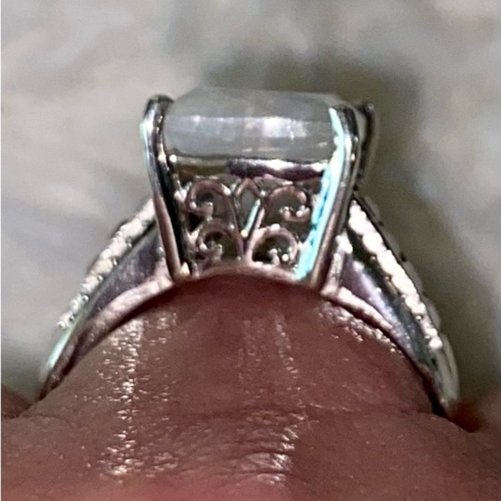 NWT Rainbow Moonstone, Black Spinel & White Zircon Ring! - Picture 7 of 10